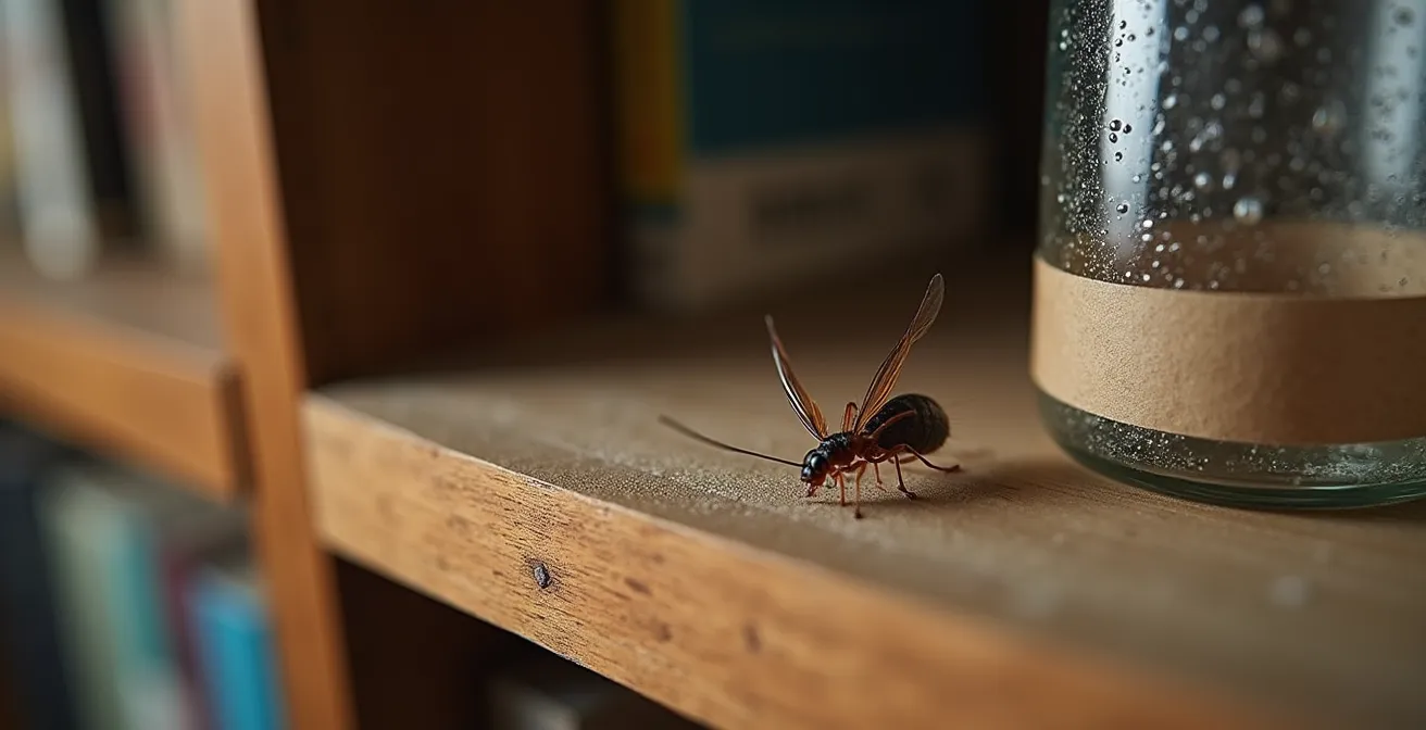 Sistema de trampas de monitoreo para lepismas en estantería de archivo