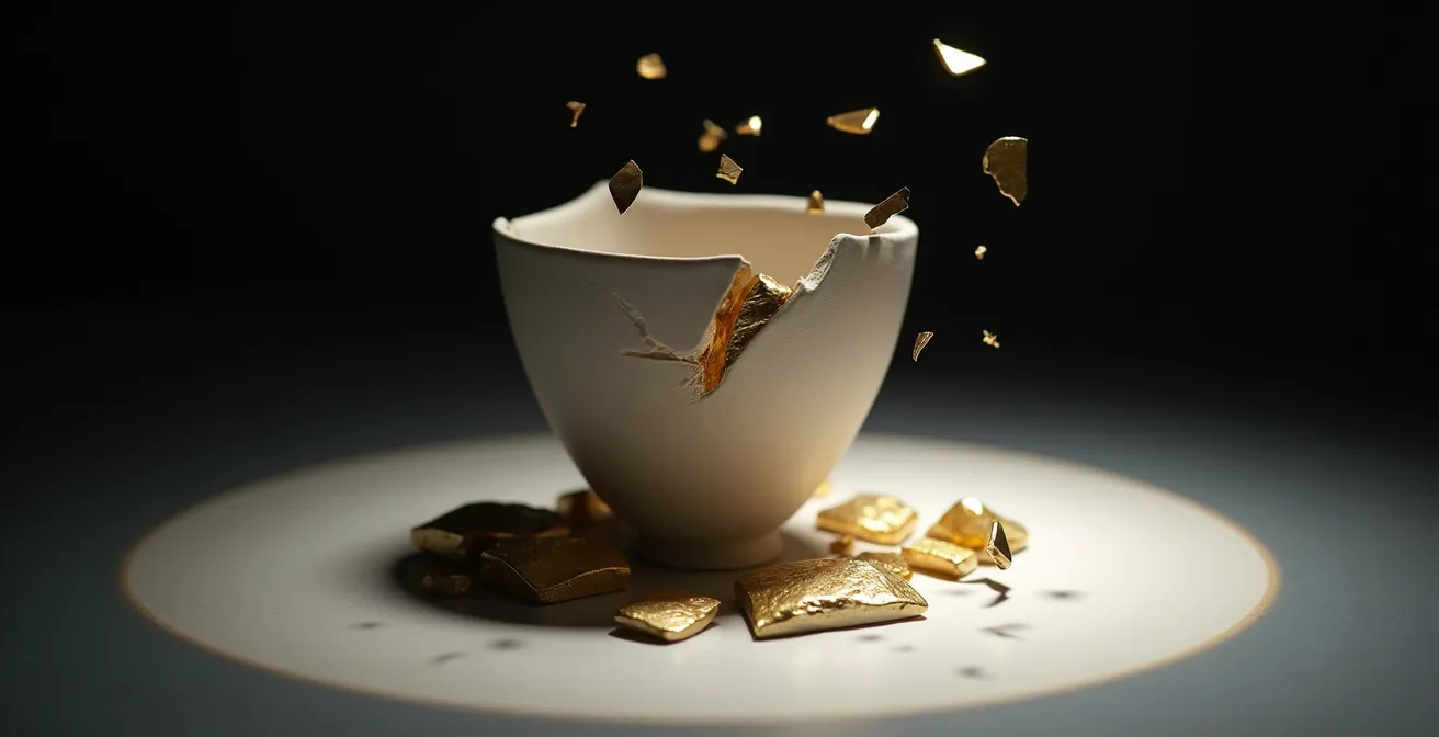 Proceso de restauración digital inspirado en el kintsugi japonés aplicado a cerámica impresa en 3D