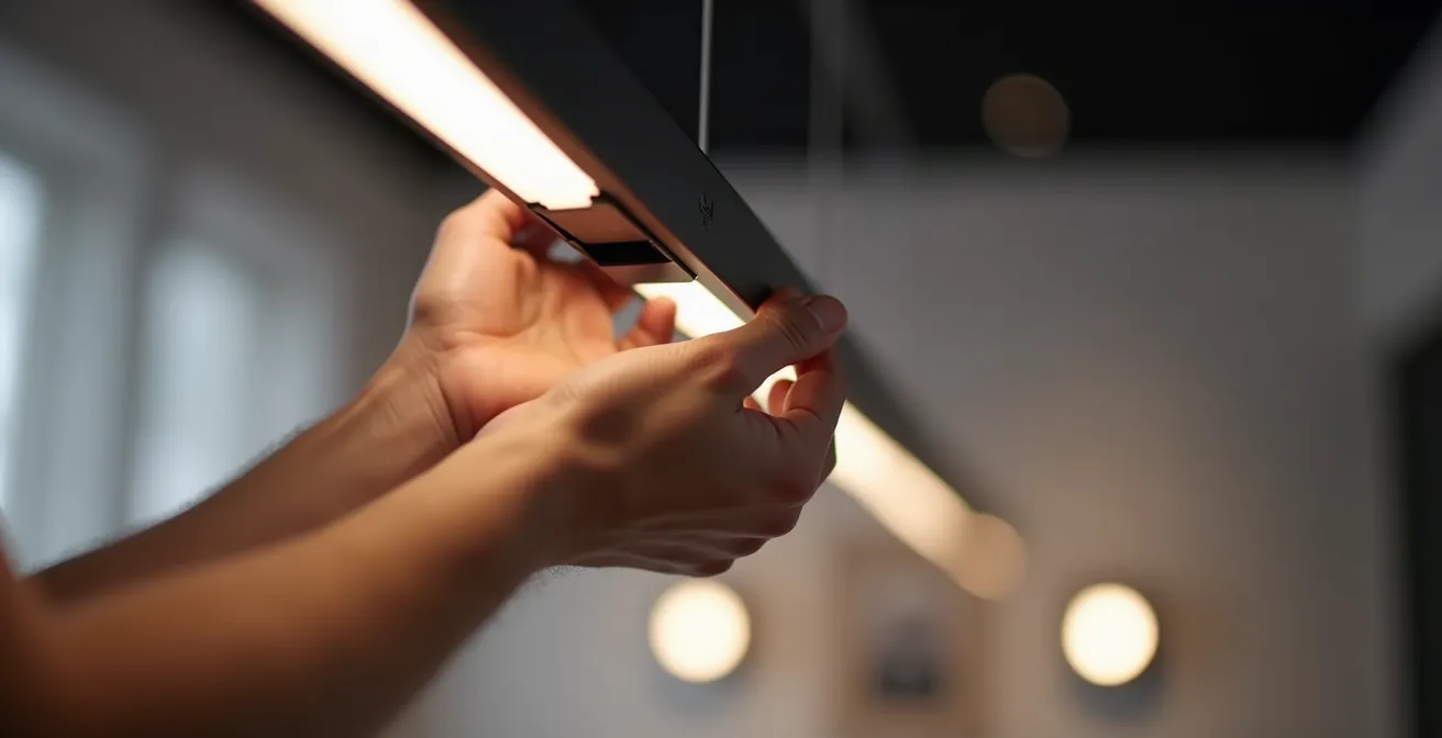 Instalación de sistema de iluminación magnético modular en galería de arte moderna